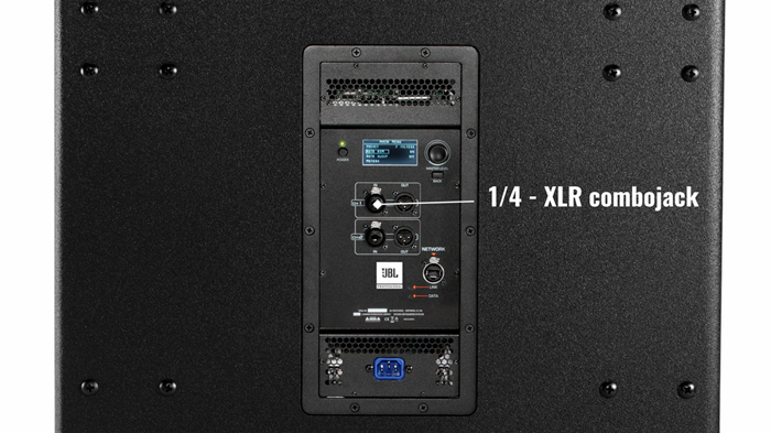 JBL SRX818SP Powered Subwoofer Connection JBL SRX818SP 18inch self-powered subwoofer 1/4inch XLR cable connection