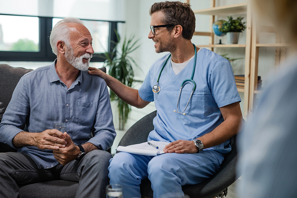 Doctor talking to a patient where sound masking would be useful